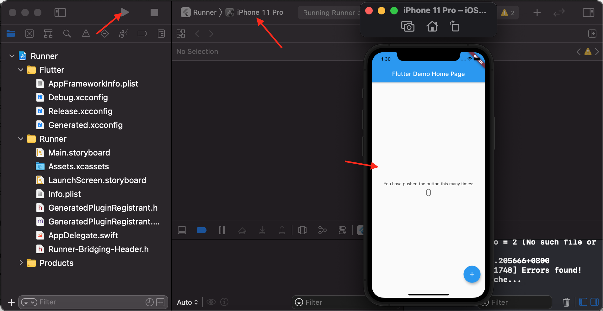 Flutter create app simulate in xcode